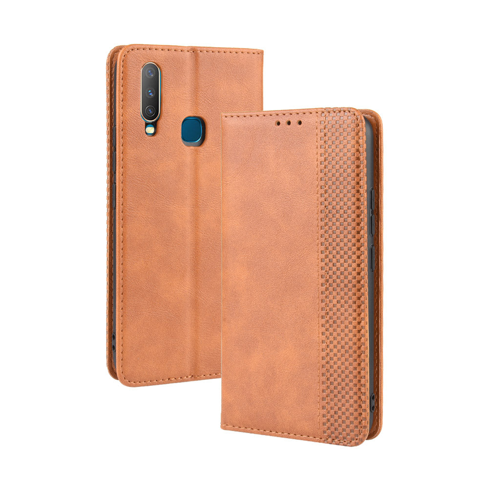 Vintage Style Leather Wallet Stand Phone Case for Vivo Y17/Y15/Y3