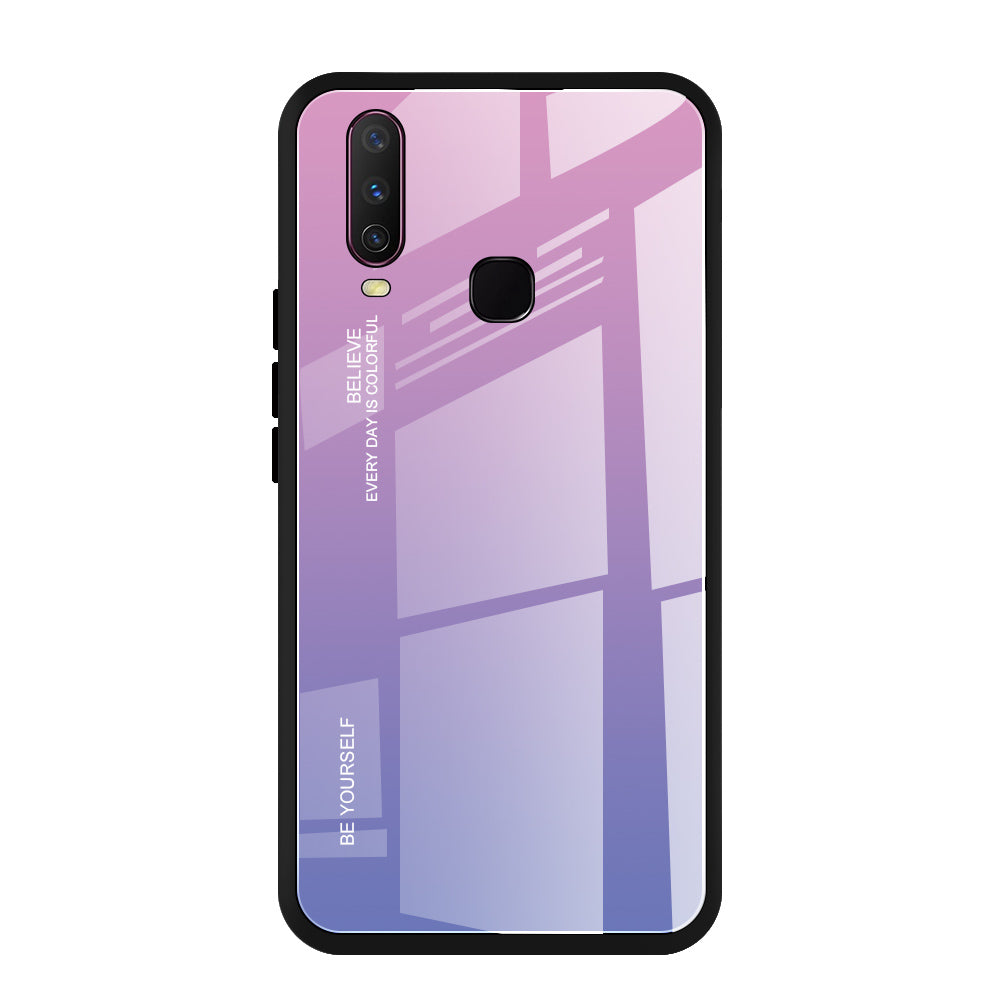 Gradient Color Tempered Glass + PC + TPU Combo Case for Vivo Y17