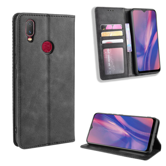 Vintage Style Leather Wallet Stand Case for vivo Y11 (2019)