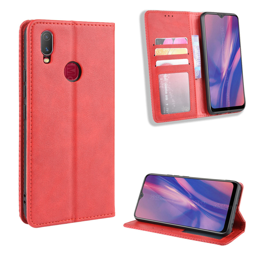 Vintage Style Leather Wallet Stand Case for vivo Y11 (2019)