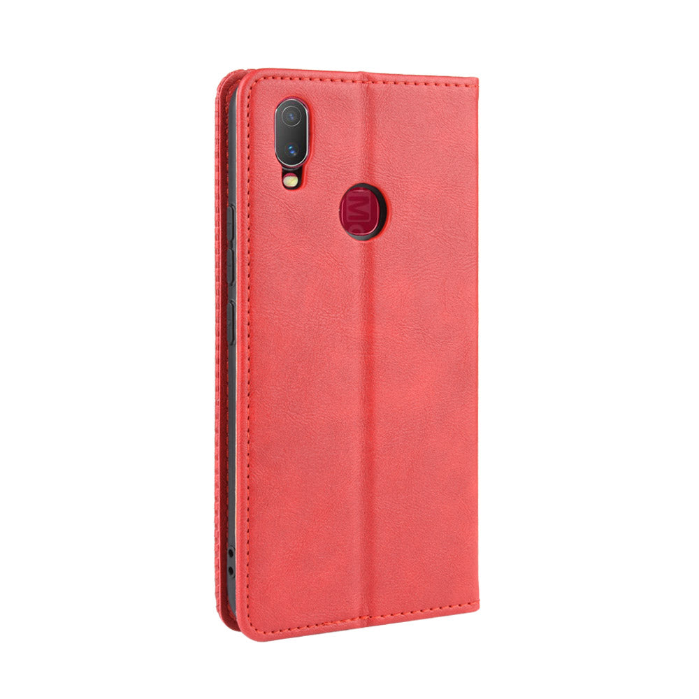 Vintage Style Leather Wallet Stand Case for vivo Y11 (2019)