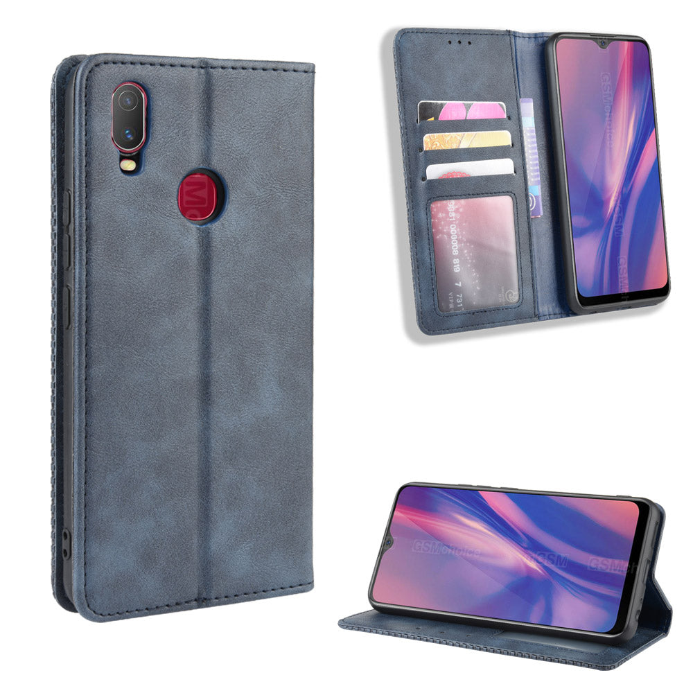 Vintage Style Leather Wallet Stand Case for vivo Y11 (2019)