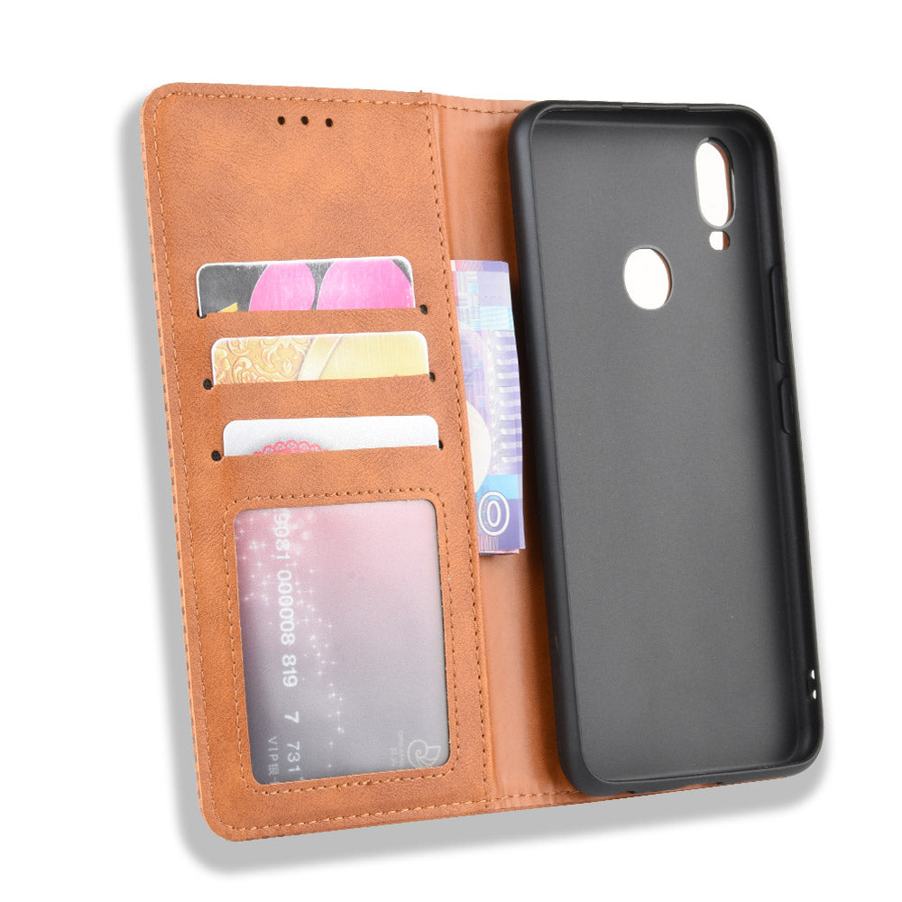 Vintage Style Leather Wallet Stand Case for vivo Y11 (2019)