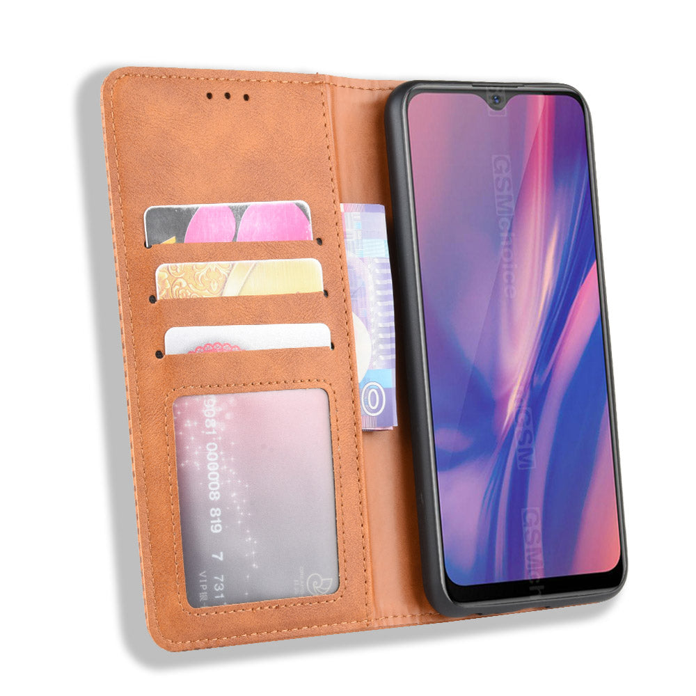 Vintage Style Leather Wallet Stand Case for vivo Y11 (2019)