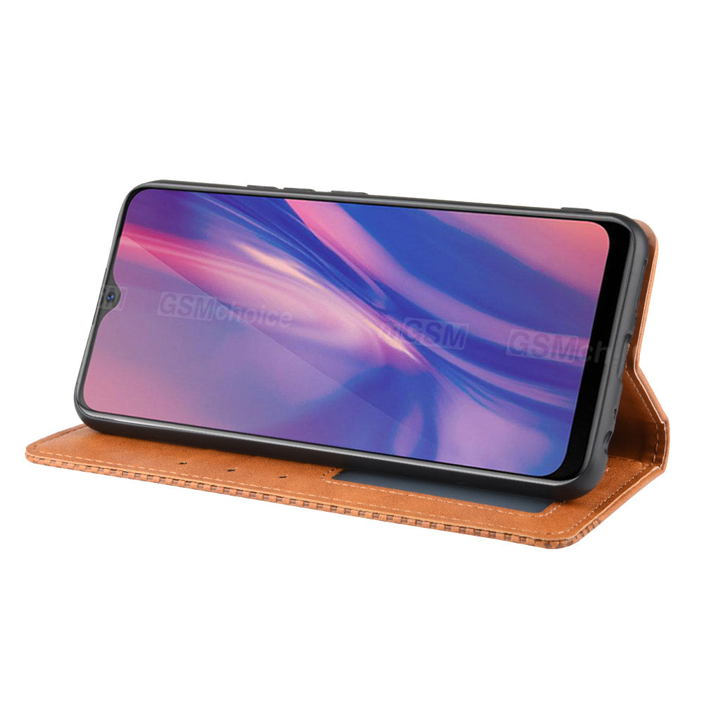 Vintage Style Leather Wallet Stand Case for vivo Y11 (2019)