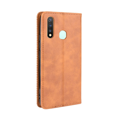 Vintage Style Leather Wallet Case for Vivo Y19/Y5S/U3/U20