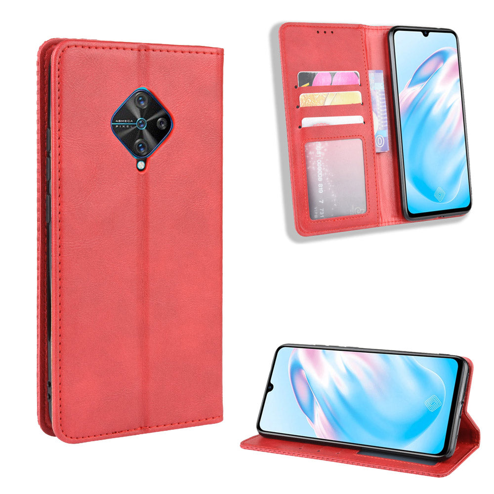 Vintage Style Leather Wallet Cell Phone Cover for vivo V17 (Russia Version)/S1 Pro