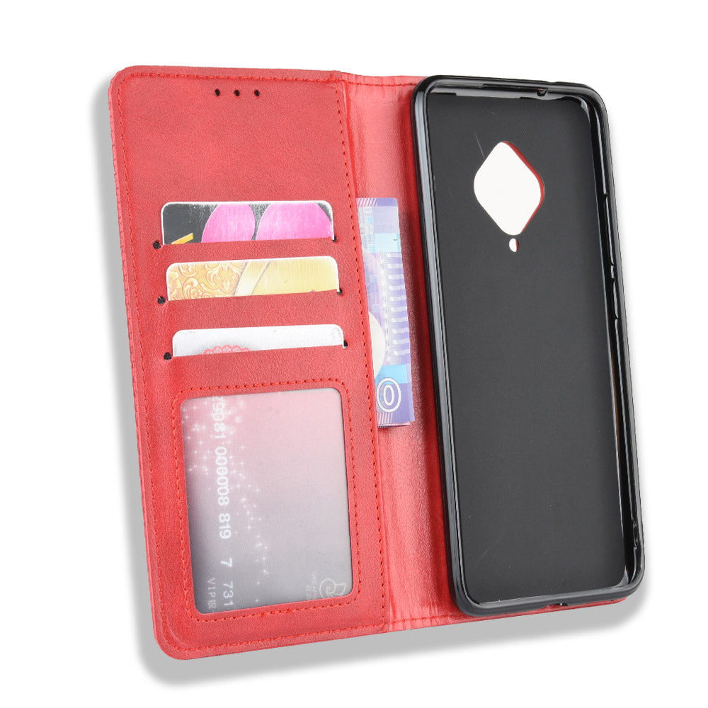 Vintage Style Leather Wallet Cell Phone Cover for vivo V17 (Russia Version)/S1 Pro