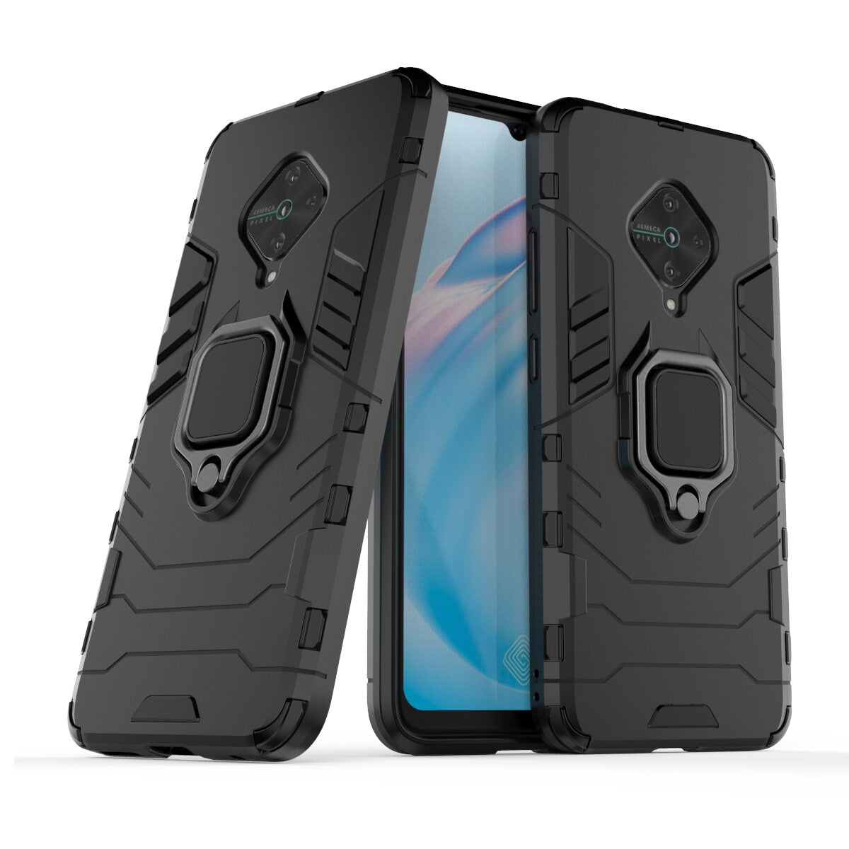 Ring Holder Kickstand PC+TPU Combo Case Phone Covering for vivo V17/Y9s/S1 Pro (Global Version)