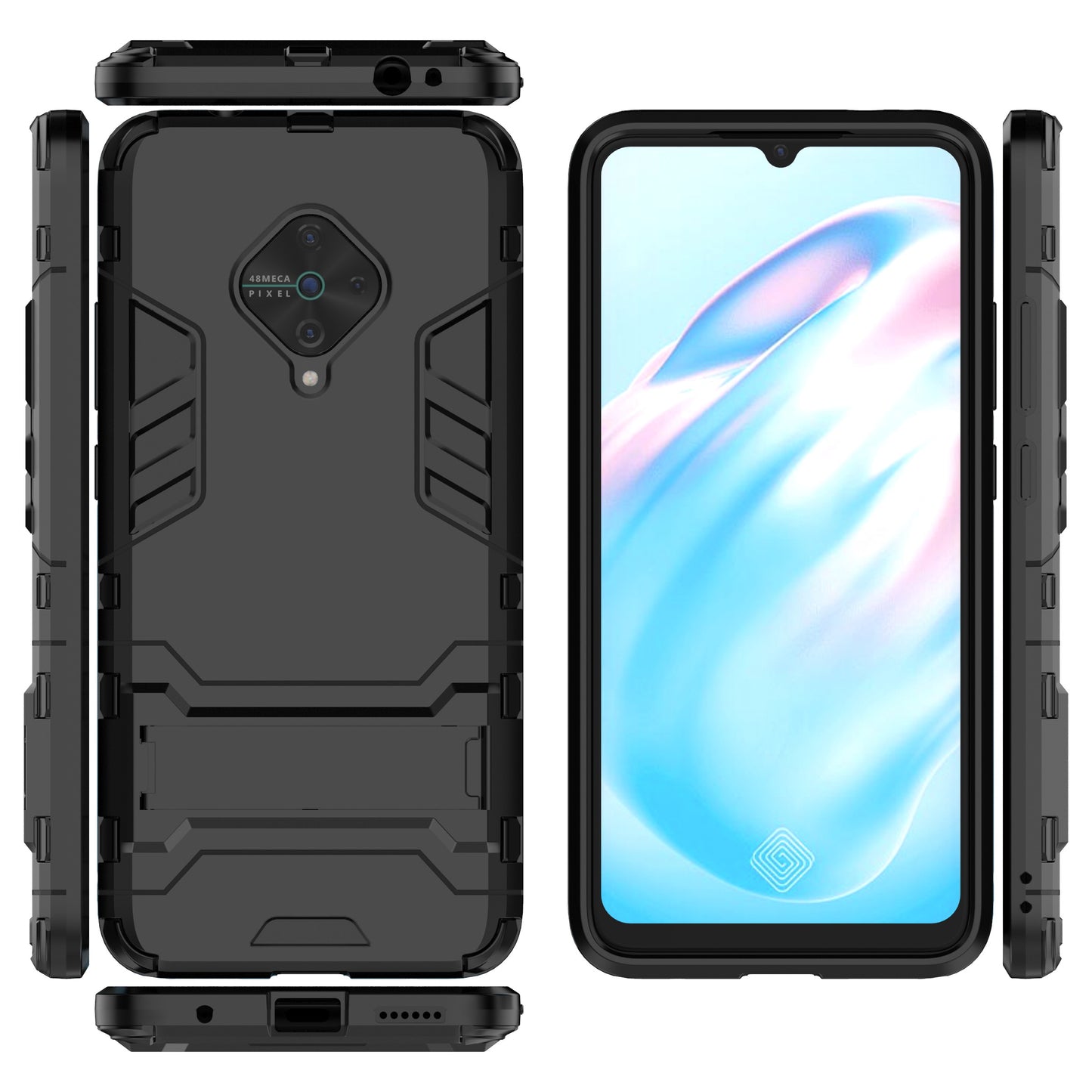 Stylish PC+TPU Case with Kickstand for vivo V17/Y9s/S1 Pro