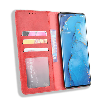 Vintage Style Leather Wallet Case with Stand for Oppo Reno3 Pro 5G