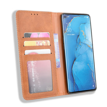 Vintage Style Leather Wallet Case with Stand for Oppo Reno3 Pro 5G