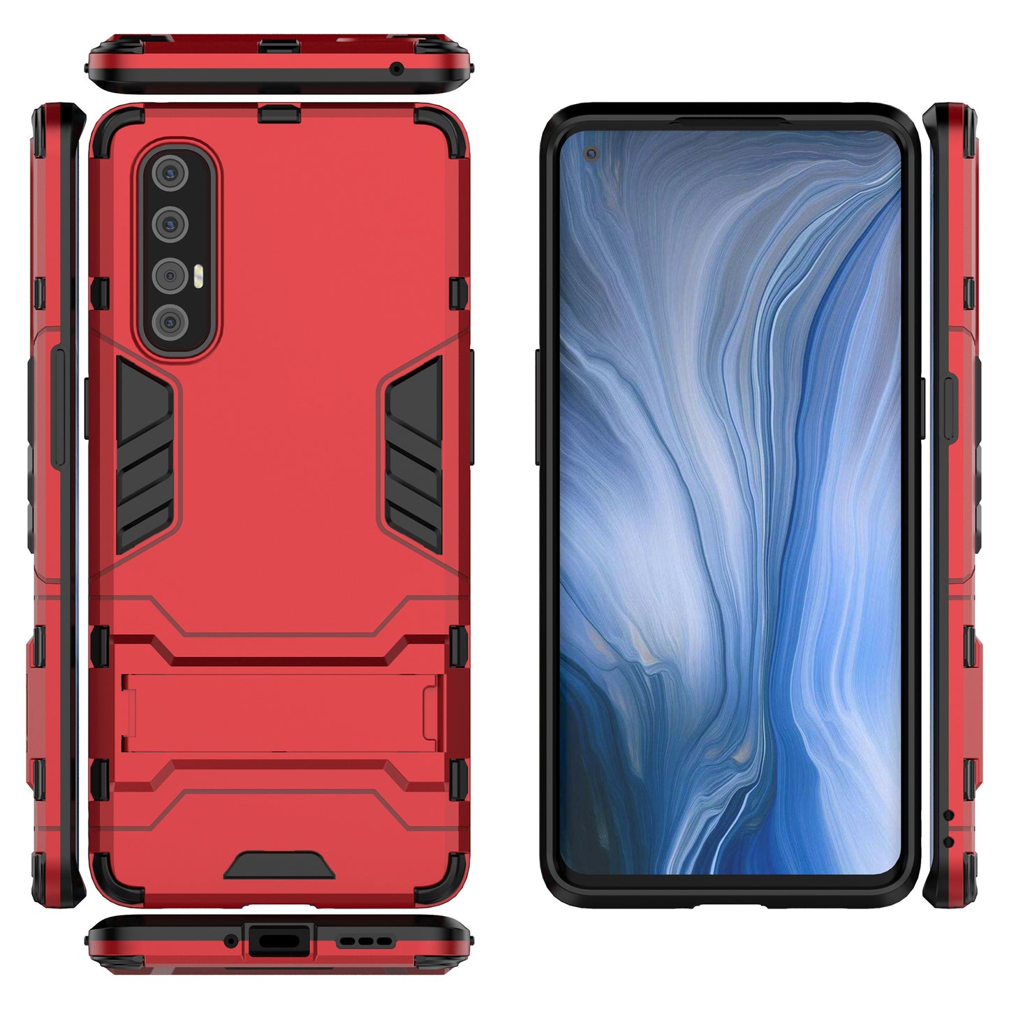 Cool Guard Kickstand PC + TPU Hybrid Case Accessory for Oppo Reno3 Pro