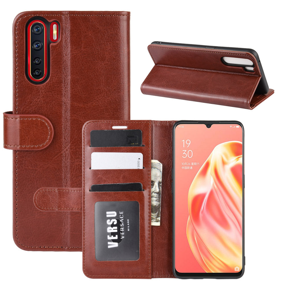 Crazy Horse Wallet Leather Magnetic Phone Cover for OPPO A91 / F15