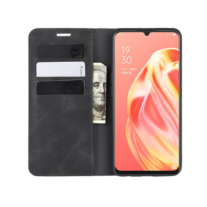 Silky Touch Auto-absorbed Flip Leather Wallet Protector Cover for OPPO A91 / F15