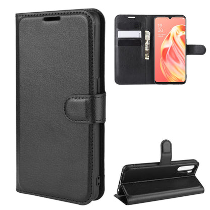 Litchi Texture Wallet Stand Leather Cell Phone Cover for OPPO A91 / F15