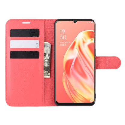 Litchi Texture Wallet Stand Leather Cell Phone Cover for OPPO A91 / F15