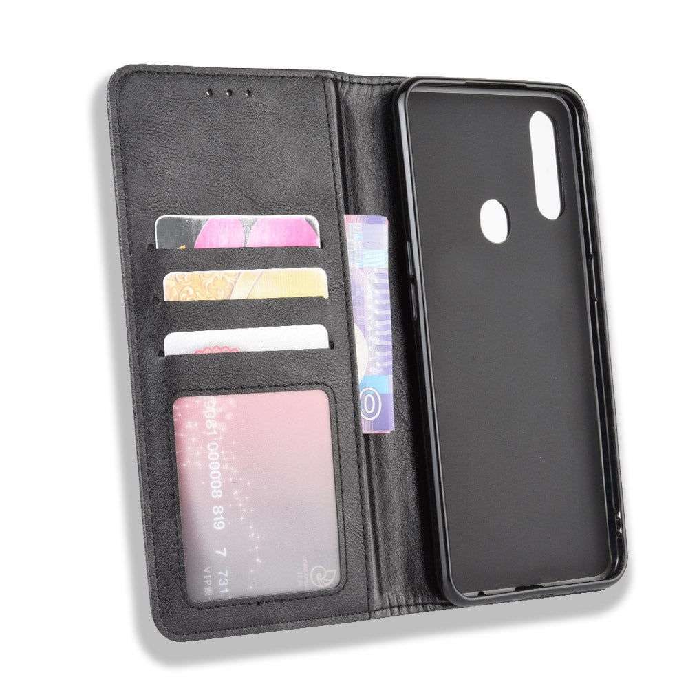 Vintage Style Leather Wallet Stand Phone Shell for Oppo A8/A31 (2020)