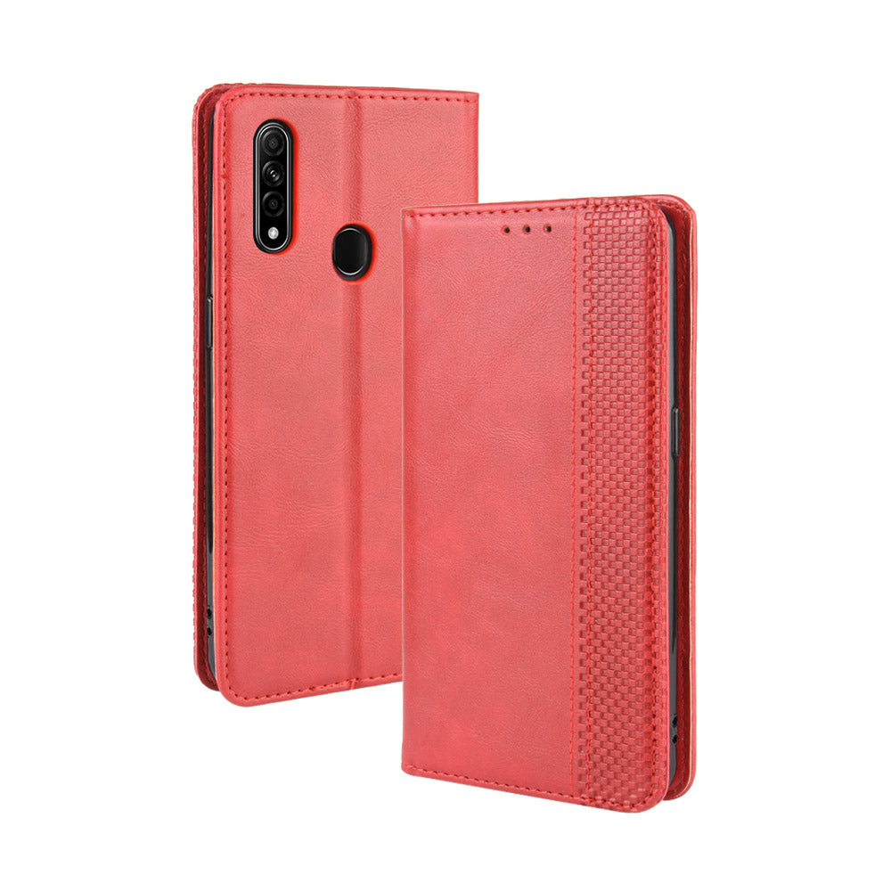 Vintage Style Leather Wallet Stand Phone Shell for Oppo A8/A31 (2020)