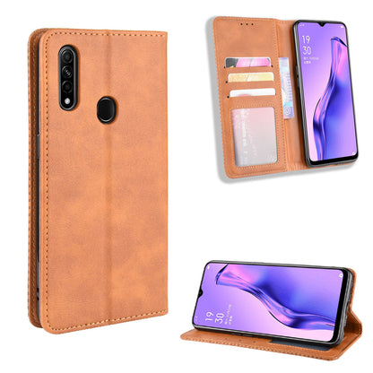 Vintage Style Leather Wallet Stand Phone Shell for Oppo A8/A31 (2020)