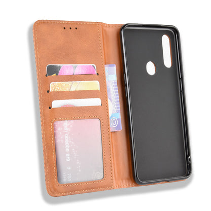 Vintage Style Leather Wallet Stand Phone Shell for Oppo A8/A31 (2020)