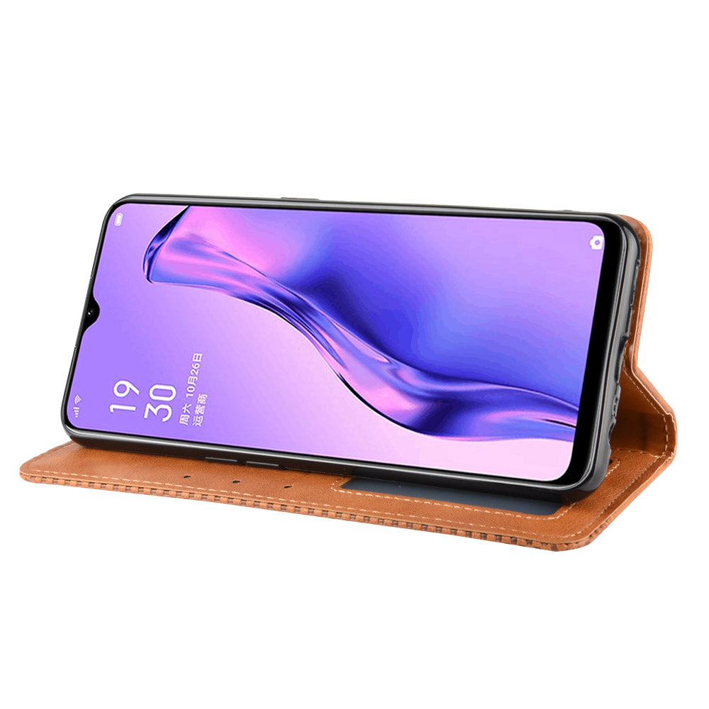 Vintage Style Leather Wallet Stand Phone Shell for Oppo A8/A31 (2020)