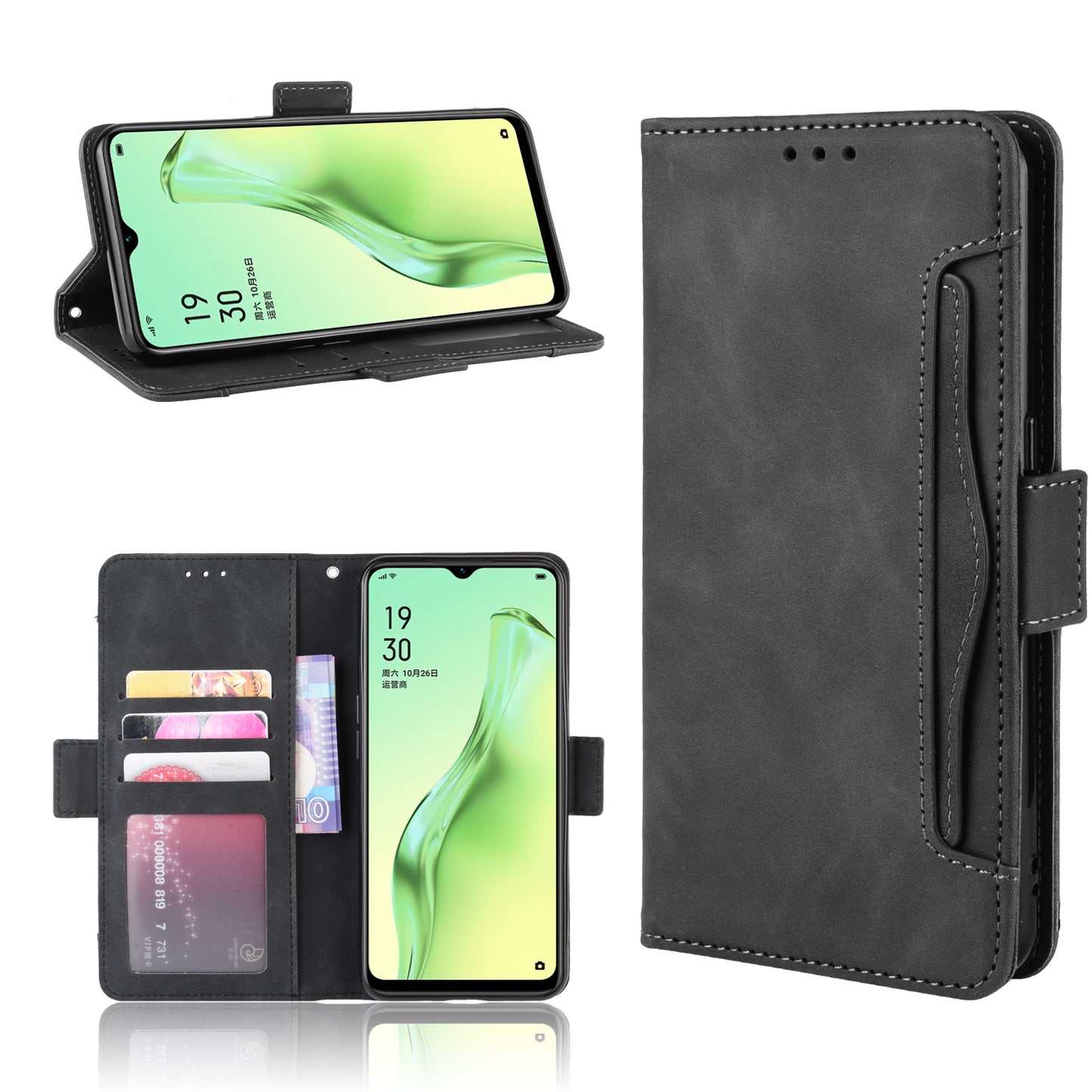 Wallet Stand Flip Leather Phone Shell for Oppo A8/A31 (2020)