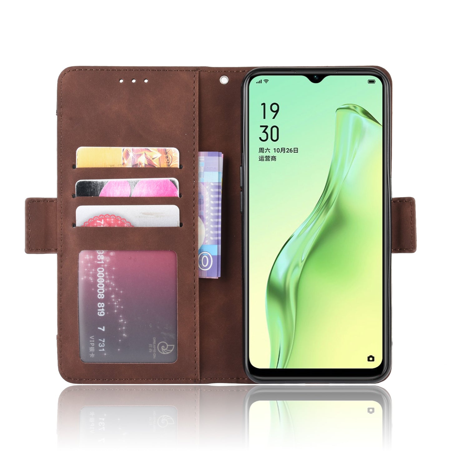 Wallet Stand Flip Leather Phone Shell for Oppo A8/A31 (2020)