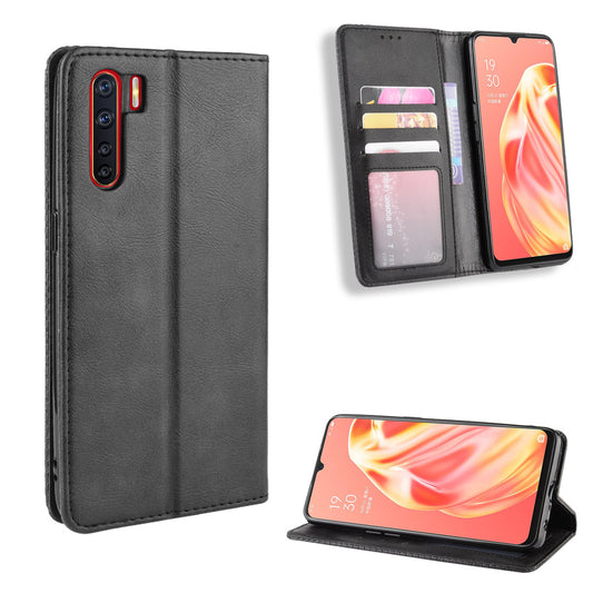 Vintage Style Magnetic Leather Wallet Phone Cover for OPPO A91/F15