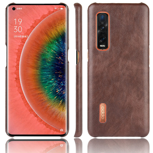 Litchi Texture Protective Leather Coated Hard Plastic Case for Oppo Find X2 Pro (Leather Back)