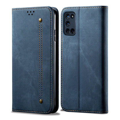 Jeans Cloth Leather Wallet Cell Phone Cover for OPPO A52/A72/A92