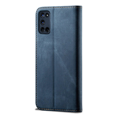 Jeans Cloth Leather Wallet Cell Phone Cover for OPPO A52/A72/A92