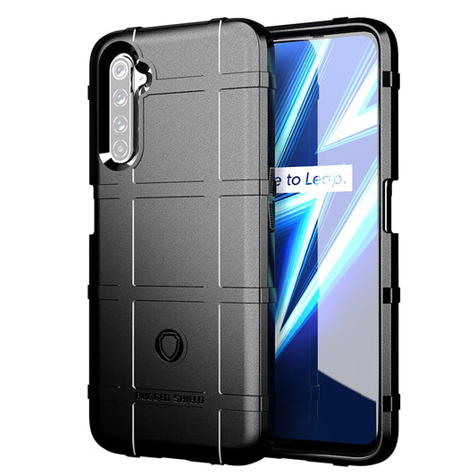 Rugged Shield Square Grid Texture TPU Cell Phone Shell for Realme 6 Pro