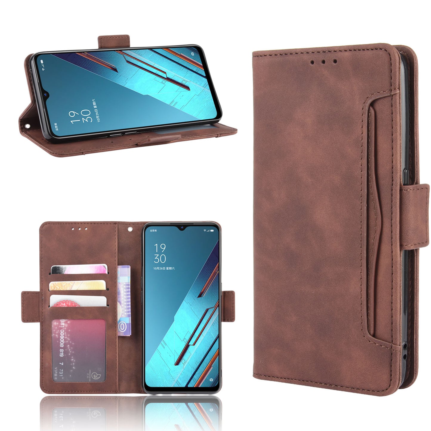 Wallet Leather Phone Case with Multiple Card Slots for Oppo Find X2 Lite/Reno3 5G