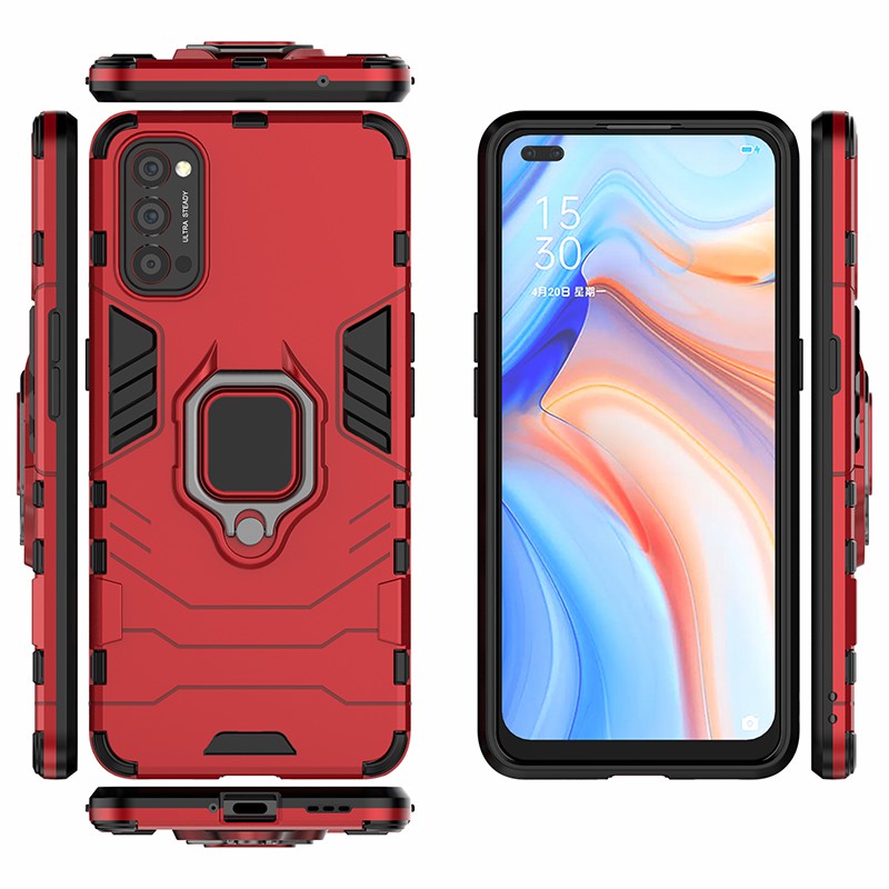 Cool Guard PC + TPU Hybrid Phone Case with Kickstand for Oppo Reno4 5G