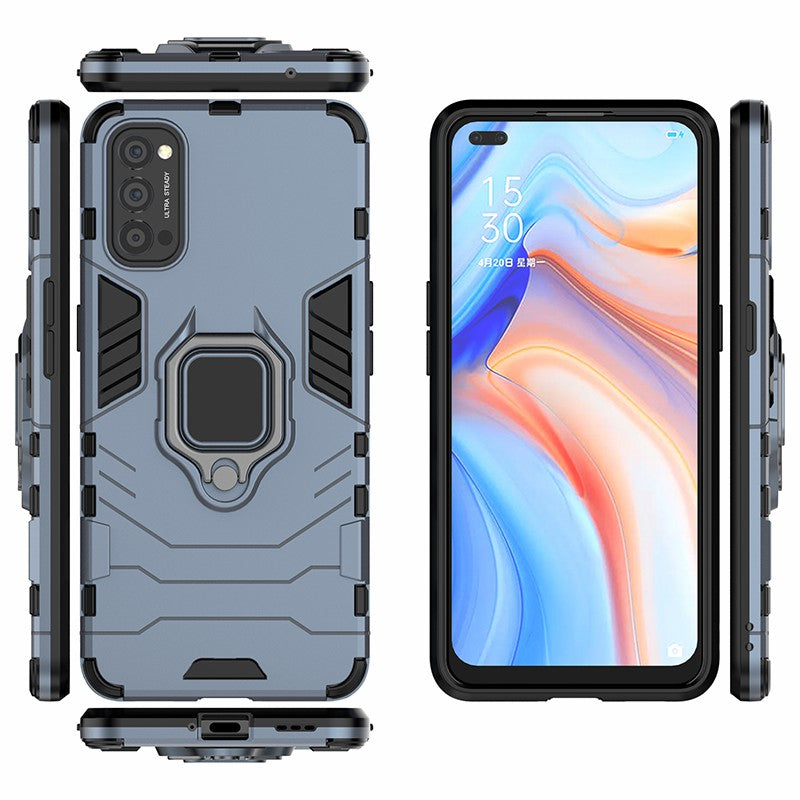 Cool Guard PC + TPU Hybrid Phone Case with Kickstand for Oppo Reno4 5G