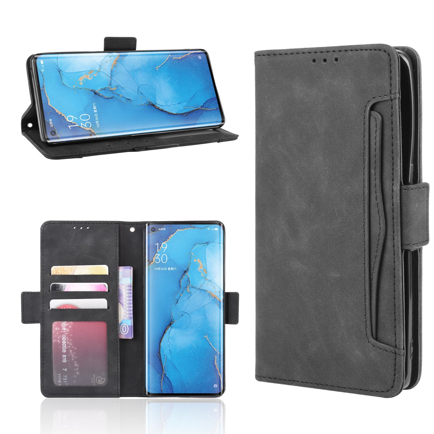 Wallet Leather Phone Case with Multiple Card Slots for OPPO Find X2 Neo / Reno3 Pro 5G (Chinese Edition) / Reno3 Pro (European Edition)