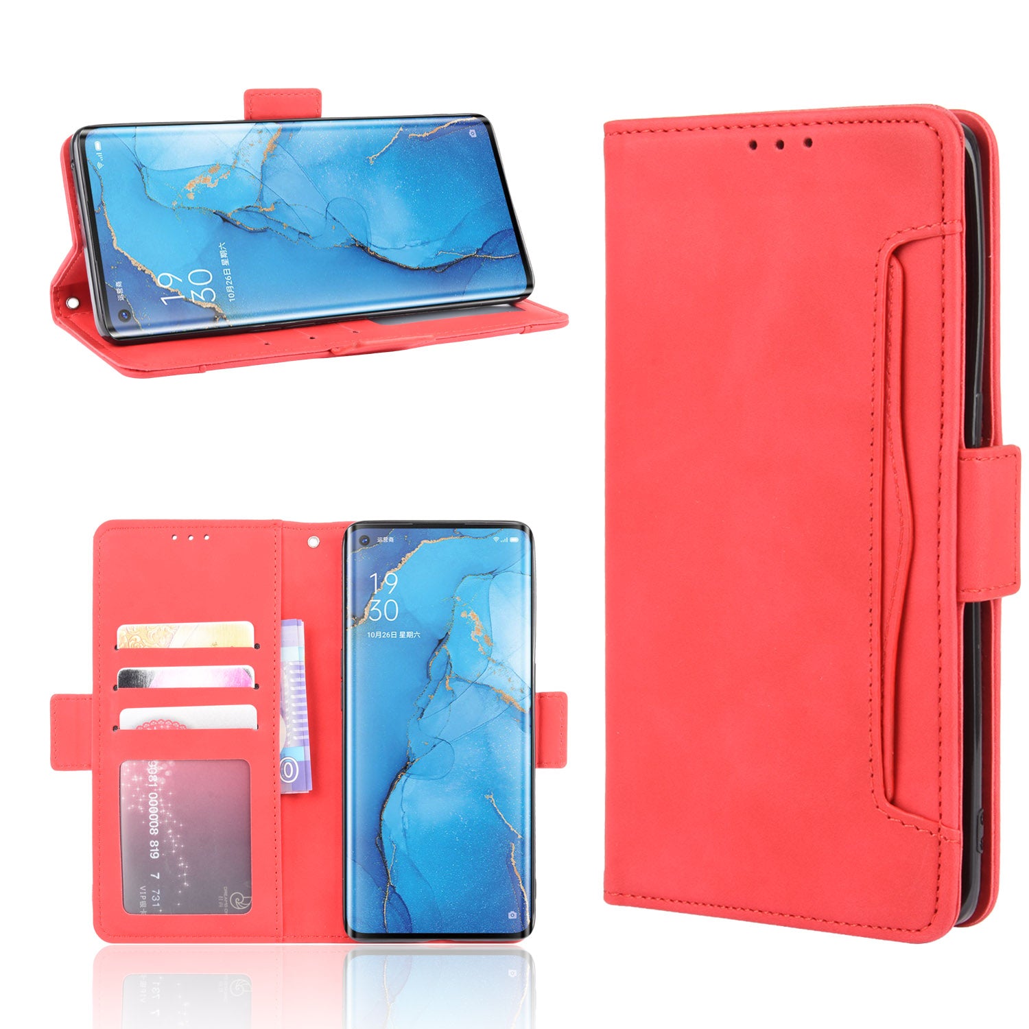 Wallet Leather Phone Case with Multiple Card Slots for OPPO Find X2 Neo / Reno3 Pro 5G (Chinese Edition) / Reno3 Pro (European Edition)