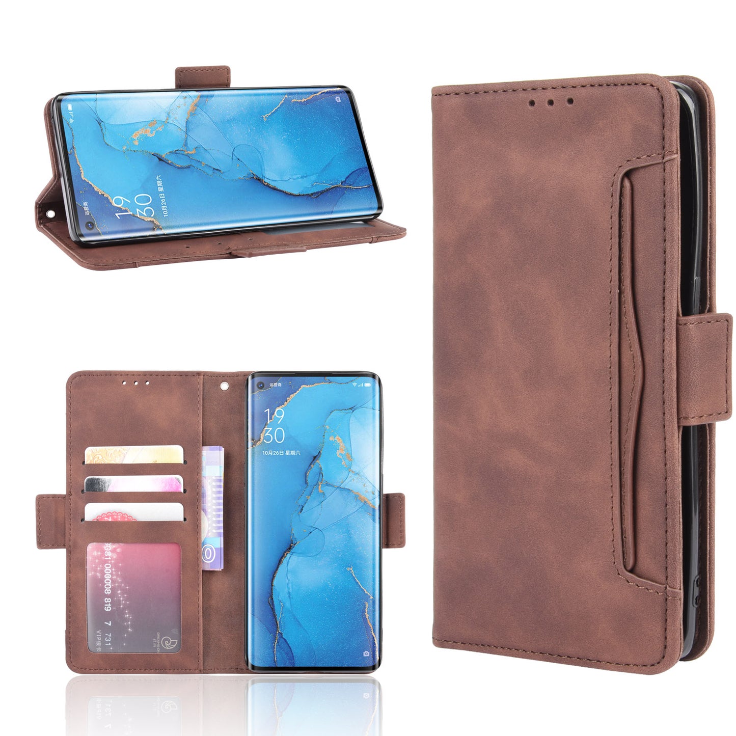 Wallet Leather Phone Case with Multiple Card Slots for OPPO Find X2 Neo / Reno3 Pro 5G (Chinese Edition) / Reno3 Pro (European Edition)