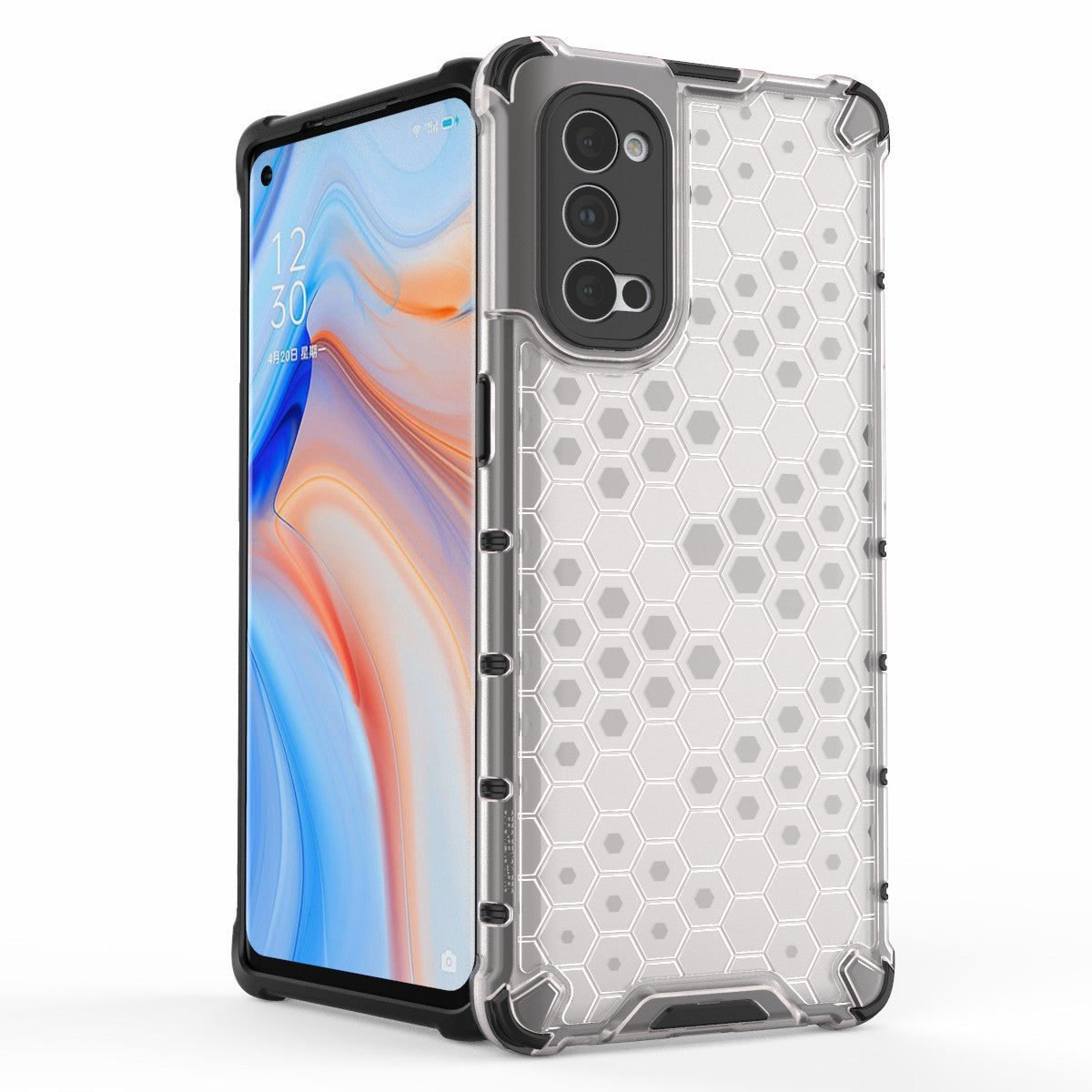 Honeycomb Pattern Shock-proof TPU + PC Combo Phone Case for Oppo Reno4 Pro 5G