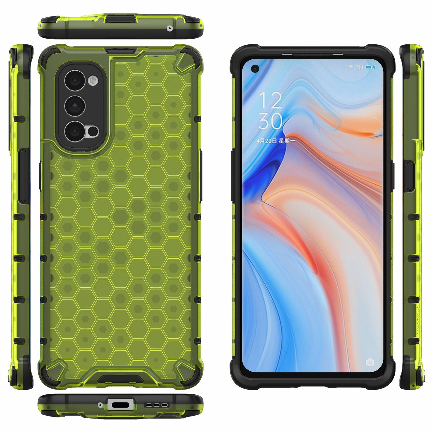 Honeycomb Pattern Shock-proof TPU + PC Combo Phone Case for Oppo Reno4 Pro 5G