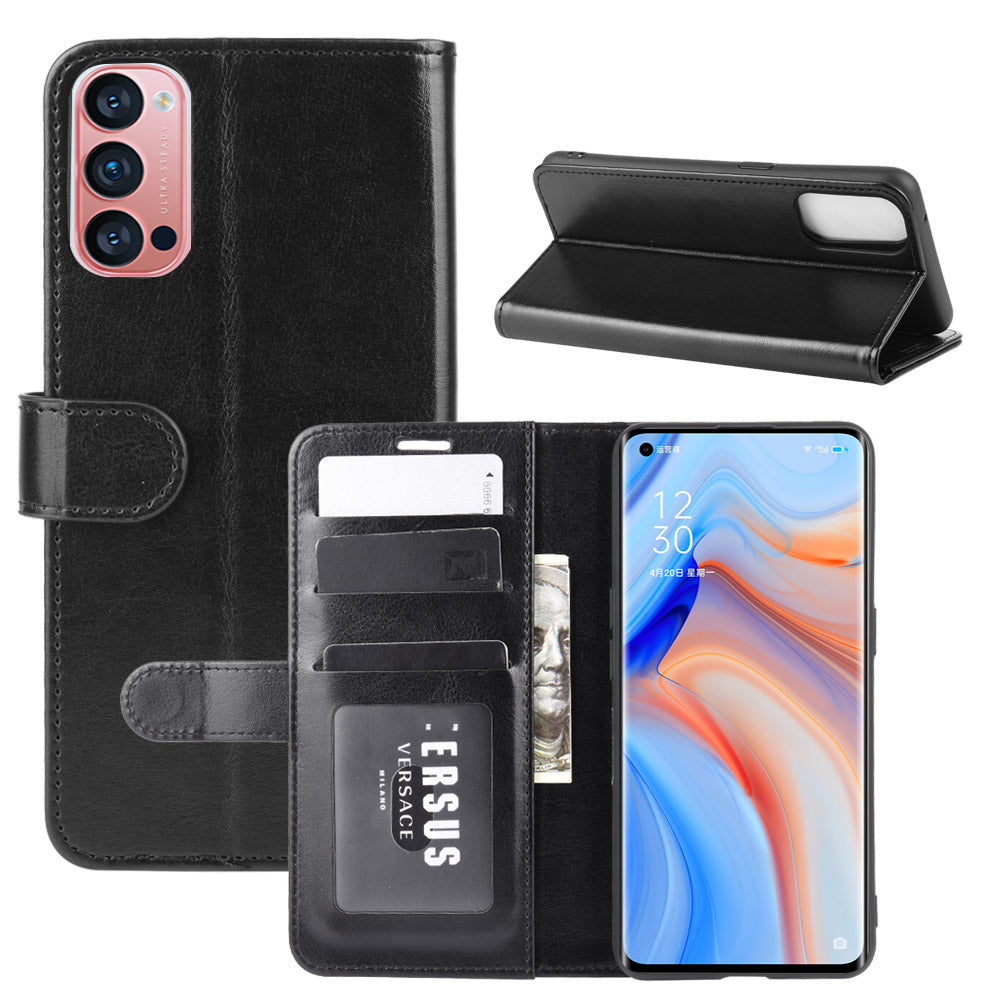 Crazy Horse Wallet Shell Stand Leather Phone Case for Oppo Reno4 Pro 5G