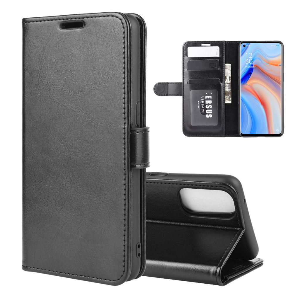 Crazy Horse Wallet Shell Stand Leather Phone Case for Oppo Reno4 Pro 5G