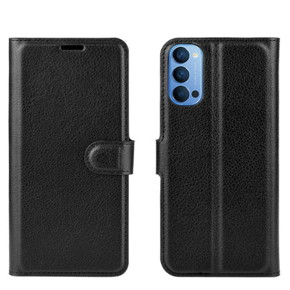 Litchi Texture Wallet Stand Leather Shell Cell Phone Cover for Oppo Reno4 5G