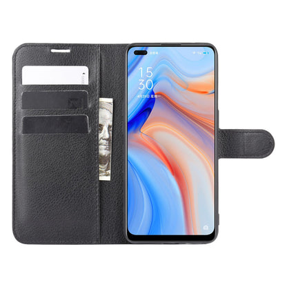 Litchi Texture Wallet Stand Leather Shell Cell Phone Cover for Oppo Reno4 5G