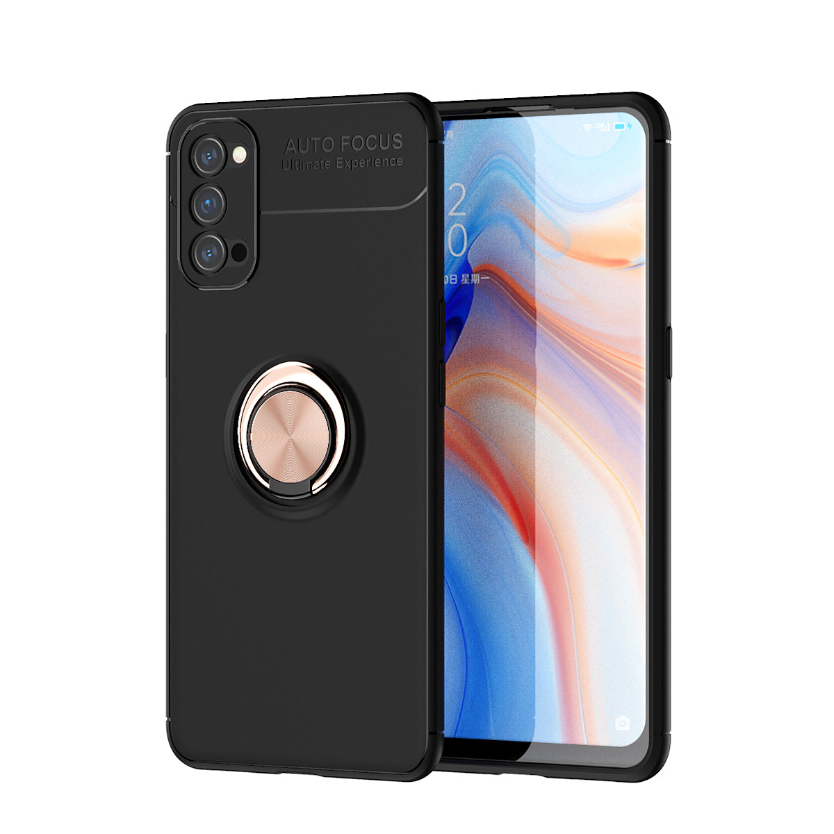 LENUO Ring Kickstand TPU Cover [Built-in Magnetic Metal Sheet] for Oppo Reno4 5G