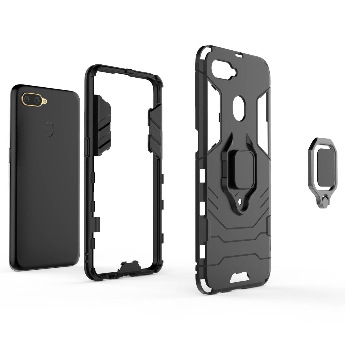 Cool Guard PC + TPU Hybrid Phone Case with Kickstand for Oppo A7/A12