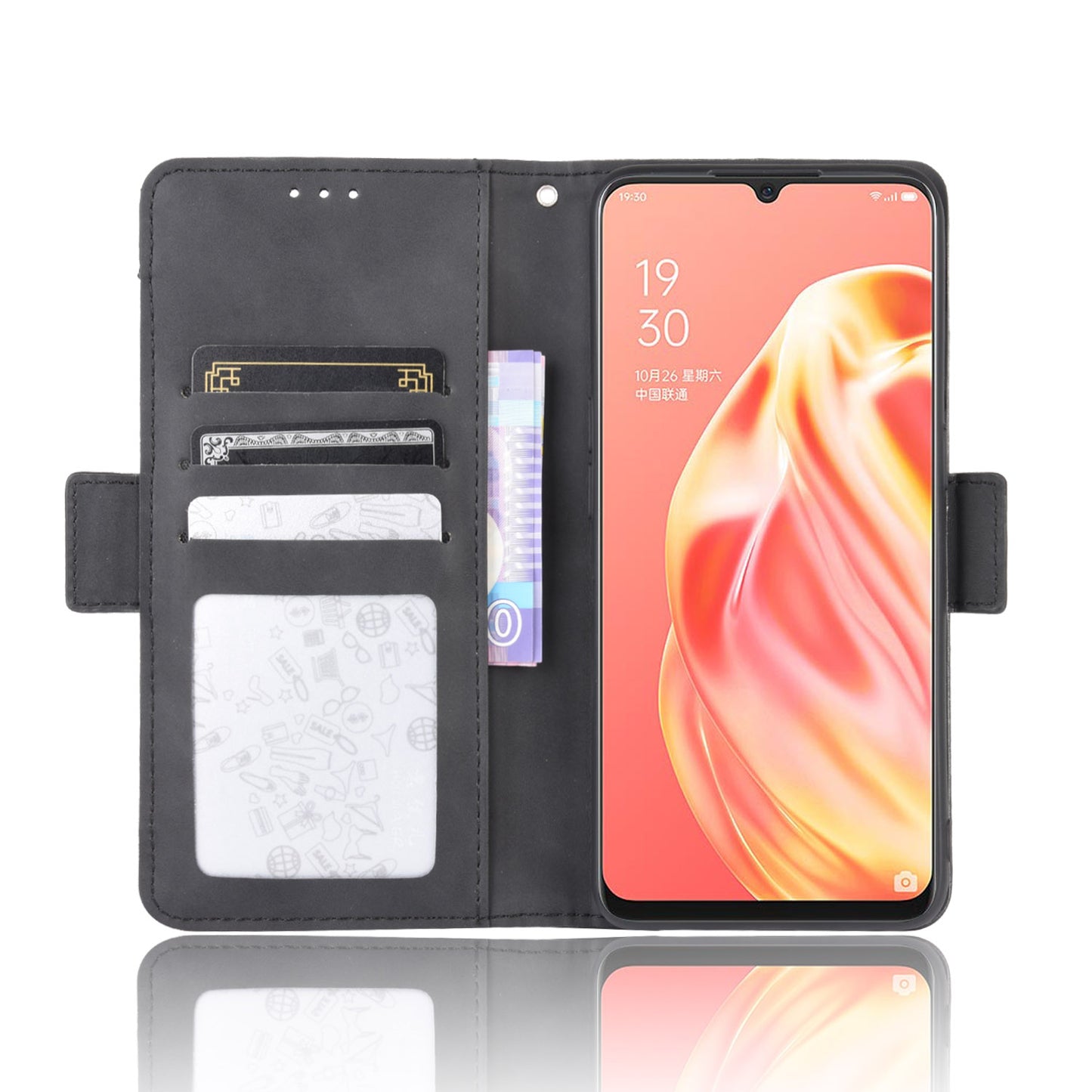 Multiple Card Slots Wallet Leather Protective Cover for OPPO A91 / OPPO F15 / OPPO Reno3 (Southeast Asian Version)