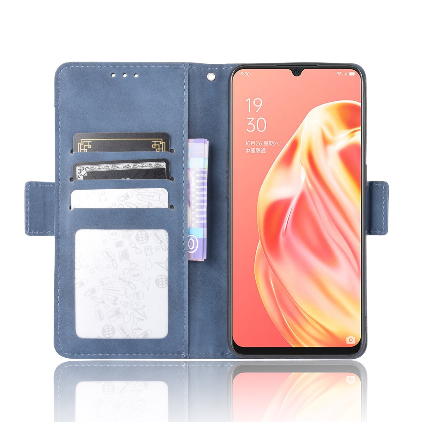 Multiple Card Slots Wallet Leather Protective Cover for OPPO A91 / OPPO F15 / OPPO Reno3 (Southeast Asian Version)