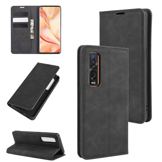 Silky Touch Stylish Auto-absorbed Flip Leather Shell for Oppo Find X2 Pro